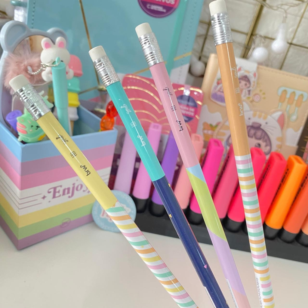 LÁPIS HB - ESTAMPADO ENJOY - REDONDO COM BORRACHA