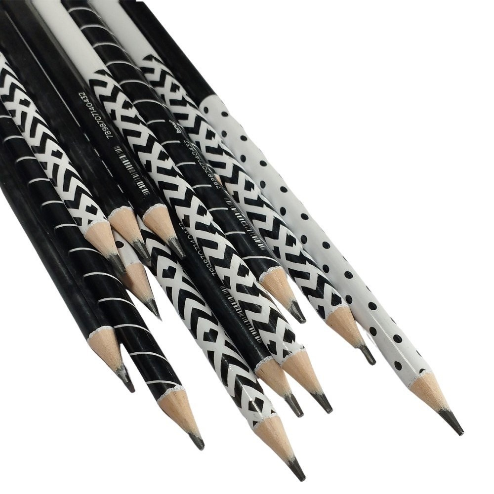 LÁPIS HB ESTAMPADO BLACK - REDONDO COM BORRACHA