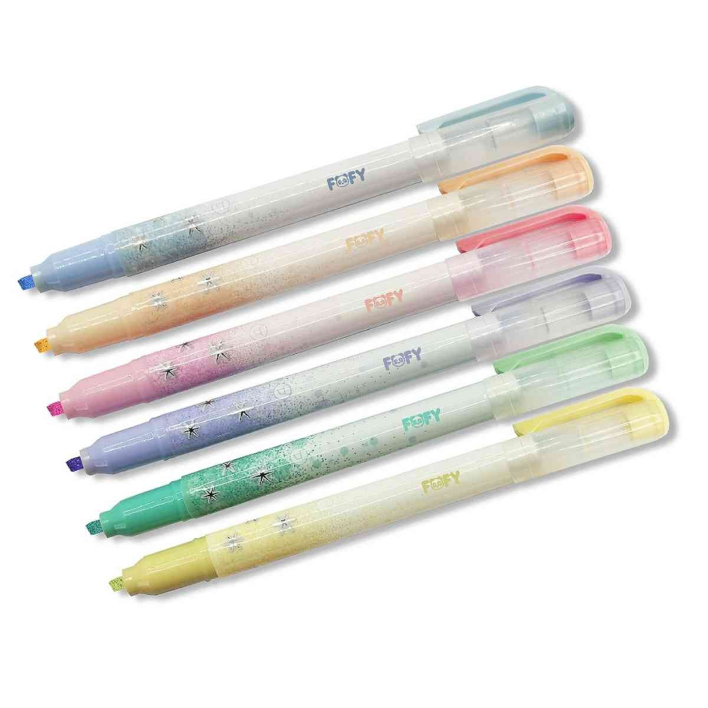 KIT MARCA TEXTO GLITTER STAR 6 CORES - FOFY