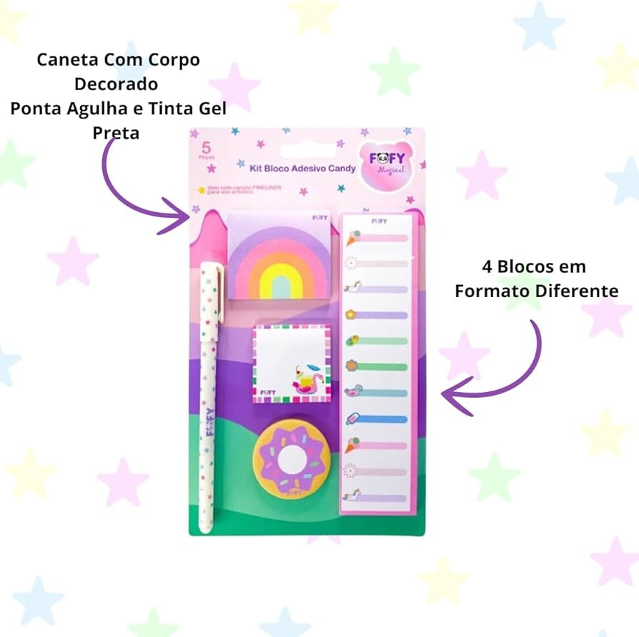 KIT BLOCO ADESIVO CANDY - FOFY