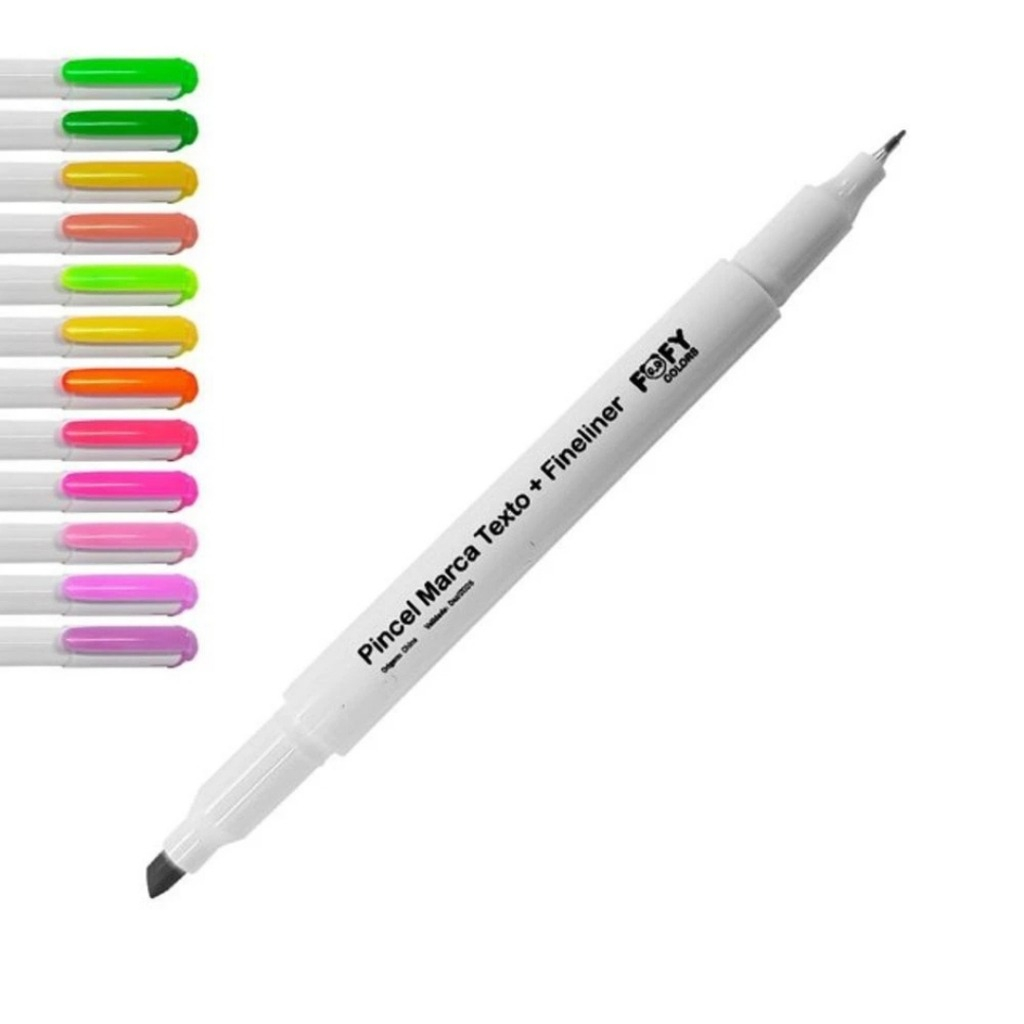 PINCEL MARCA TEXTO FINELINER 12 CORES - FOFY