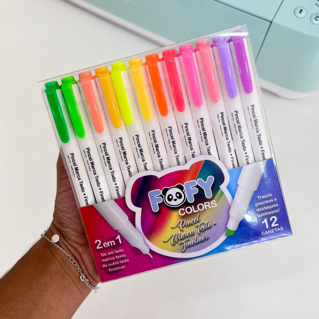 PINCEL MARCA TEXTO FINELINER 12 CORES - FOFY