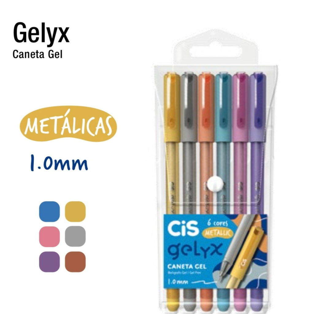 CANETA CIS GELYX 1,0 MM ESTOJO COM 6 UNIDADES - METÁLICAS