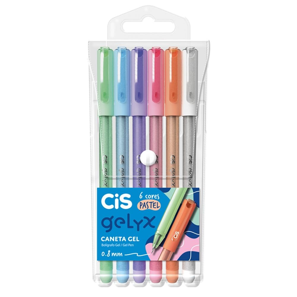 CANETA CIS GELYX 0,8 MM ESTOJO COM 6 UNIDADES - PASTEL