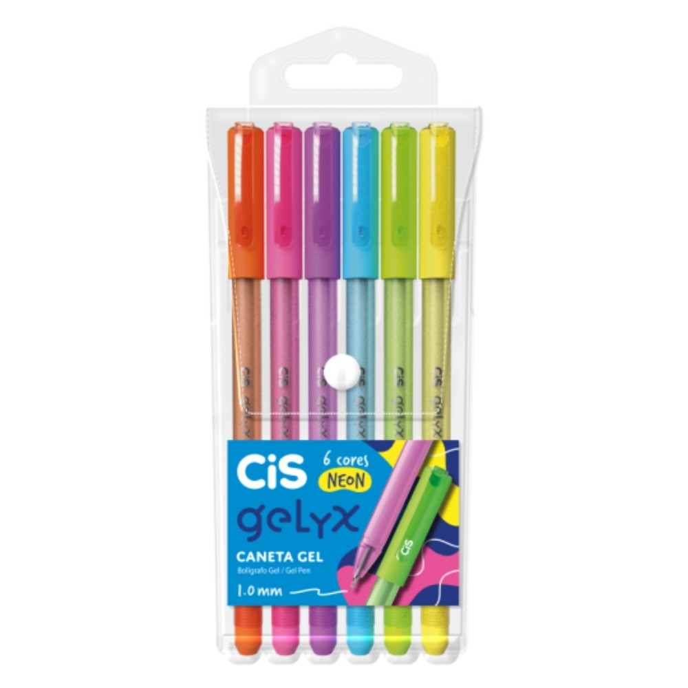 CANETA CIS GELYX 1,0 MM ESTOJO COM 6 UNIDADES - NEON