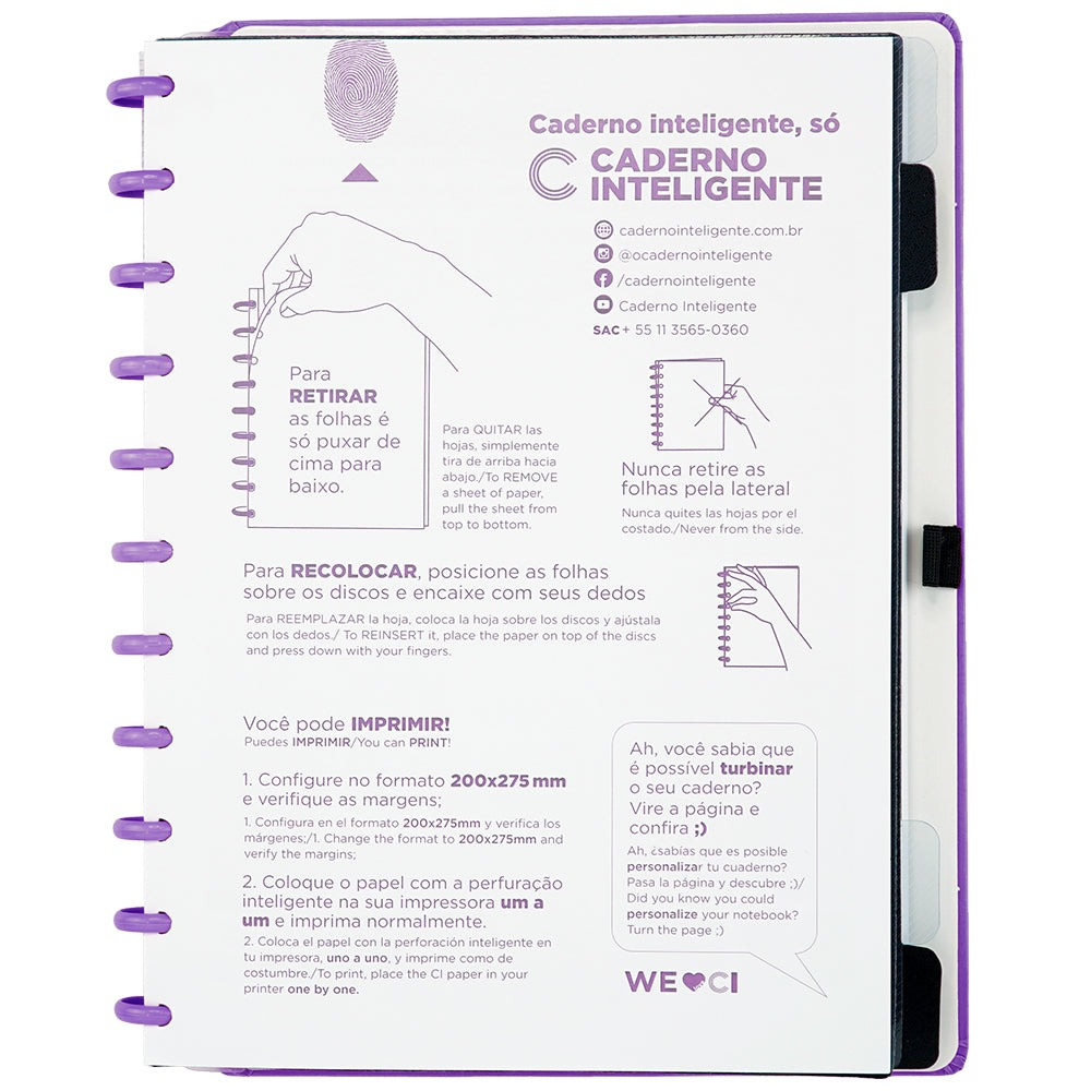 CADERNO INTELIGENTE ALL PURPLE - GRANDE