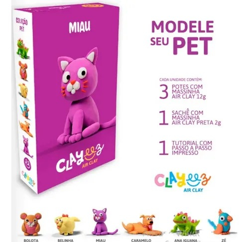 MASSA PARA MODELAR CRIATIVA CLAYEEZ CREATIVE PETS 38G - DOCE BRINQUEDO