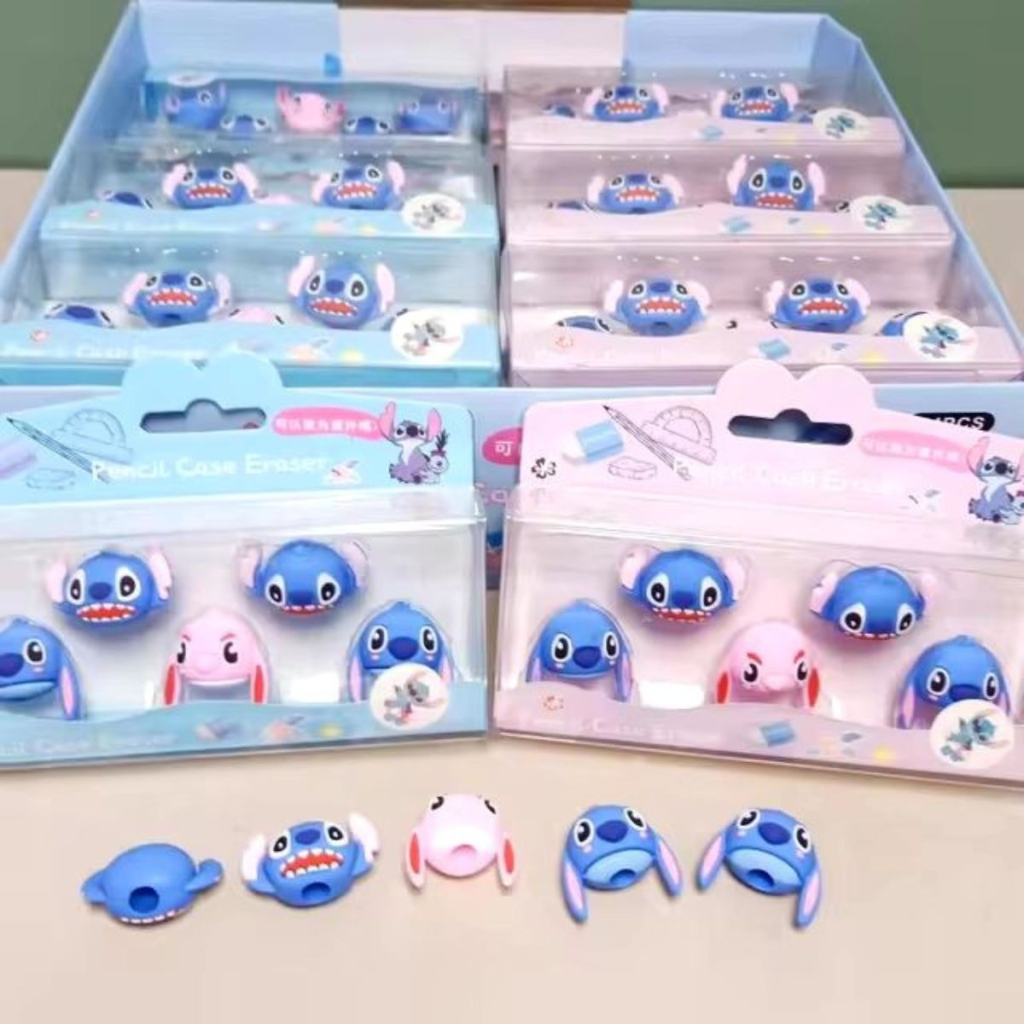 Kit com 5 Borrachas Ponteira Stitch e Angel