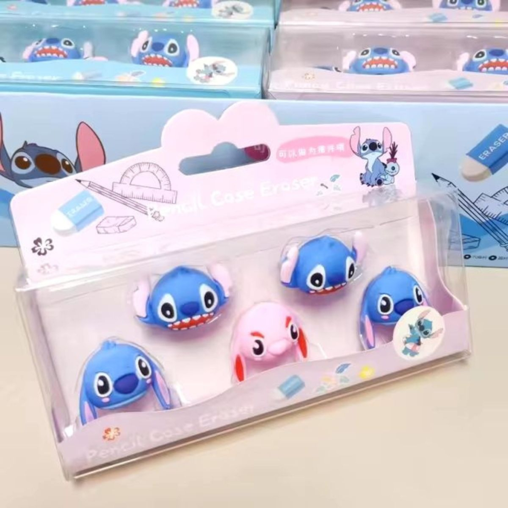 Kit com 5 Borrachas Ponteira Stitch e Angel