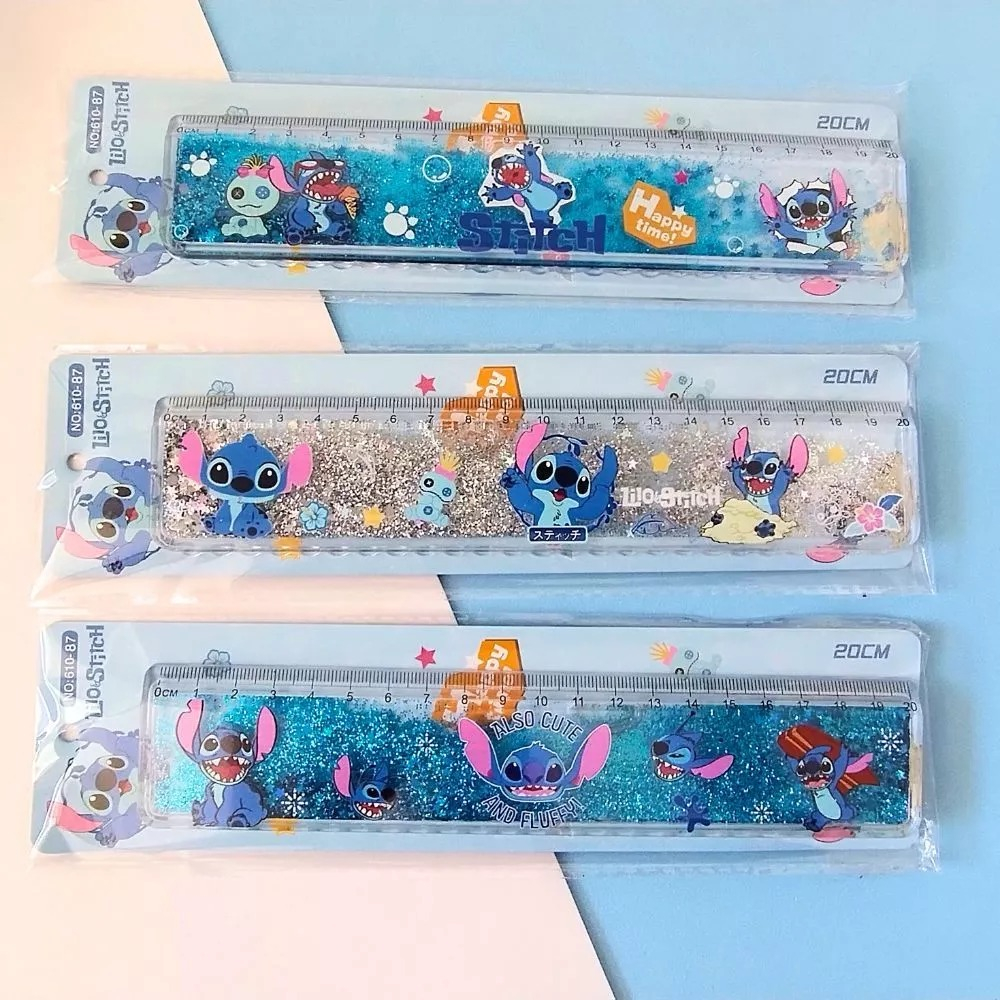 Régua Cristal AcrÍlica com Glitter 20 cm - Stitch