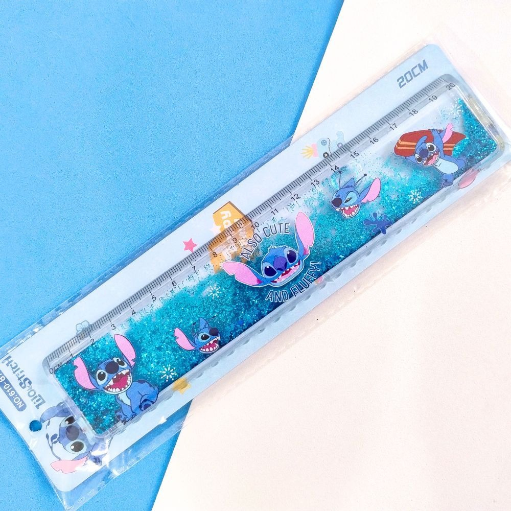 Régua Cristal AcrÍlica com Glitter 20 cm - Stitch