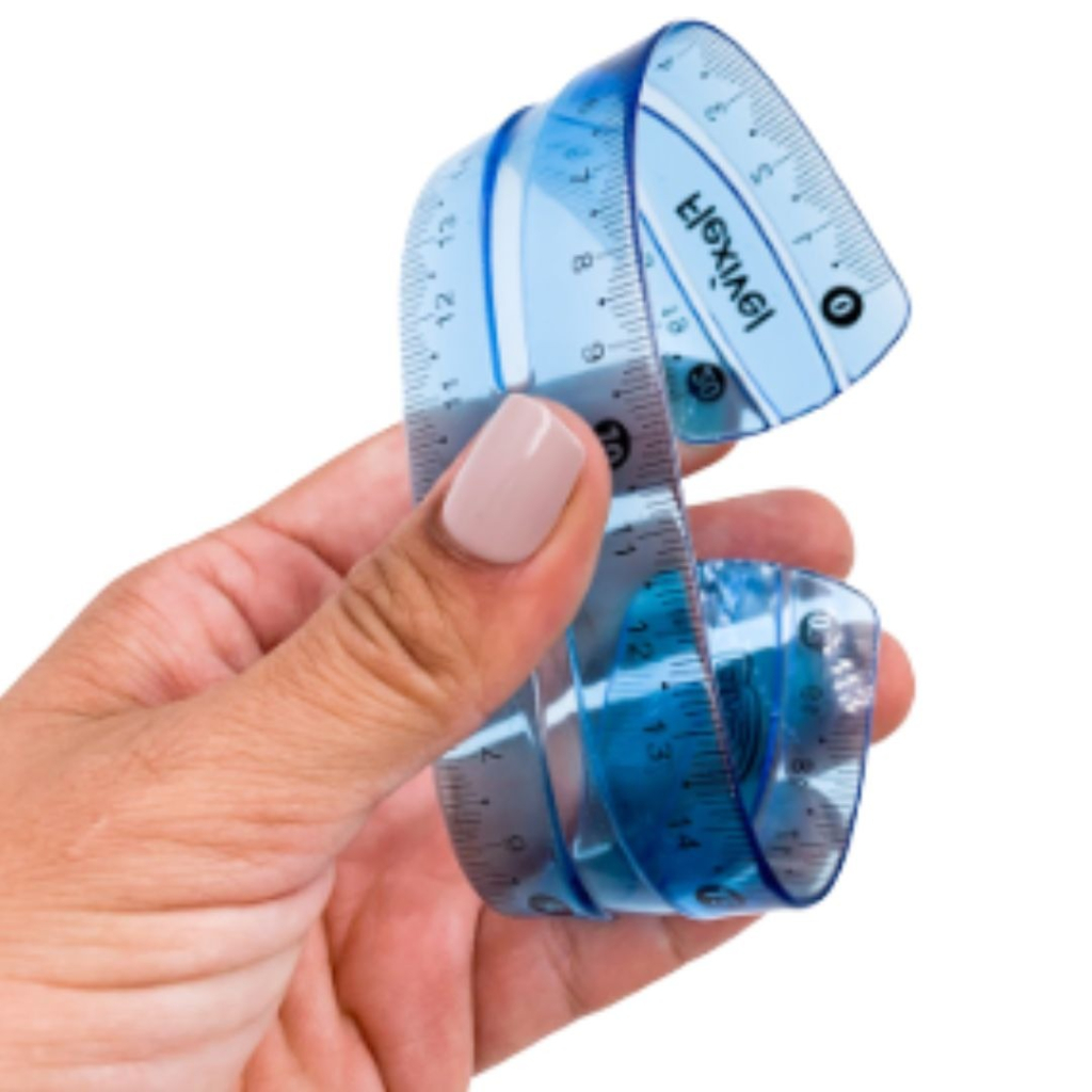 RÉGUA FLEXÍVEL 20 CM CORES AZUL E ROSA
