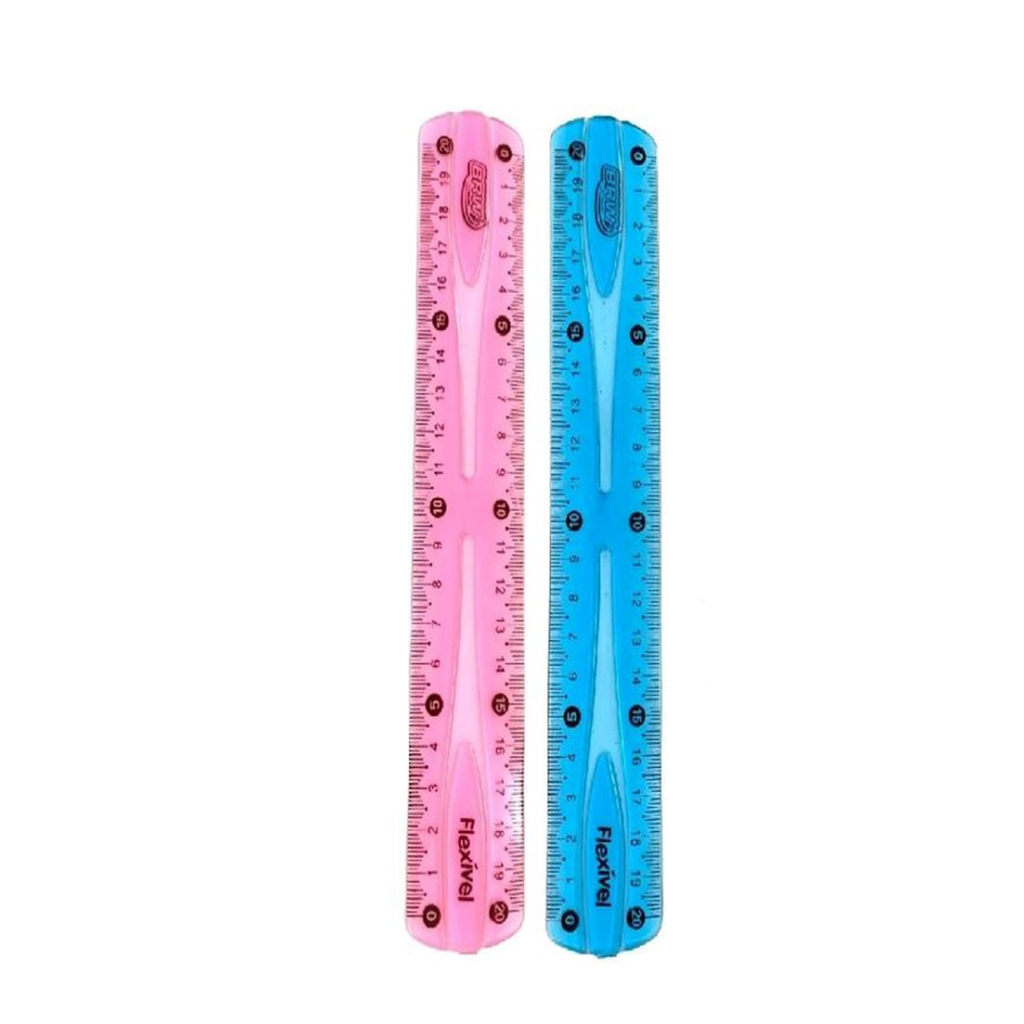 RÉGUA FLEXÍVEL 20 CM CORES AZUL E ROSA