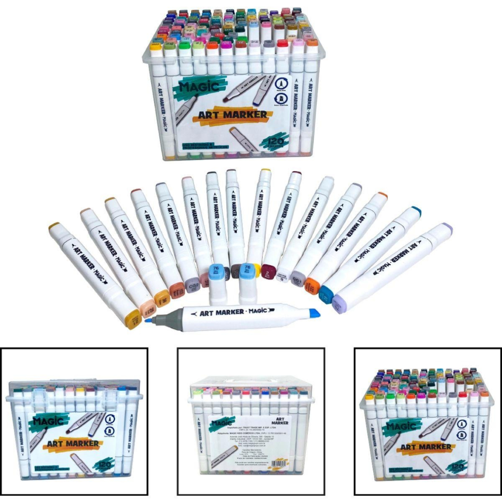 MALETA MARCADOR BRANCO - ART MARKER MAGIC KIDS - 120 CORES