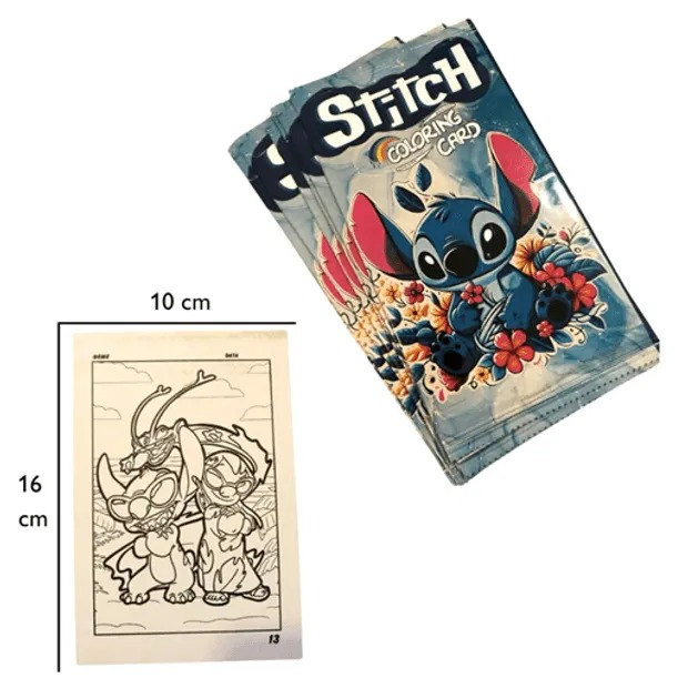 Card para Colorir Stitch com 4