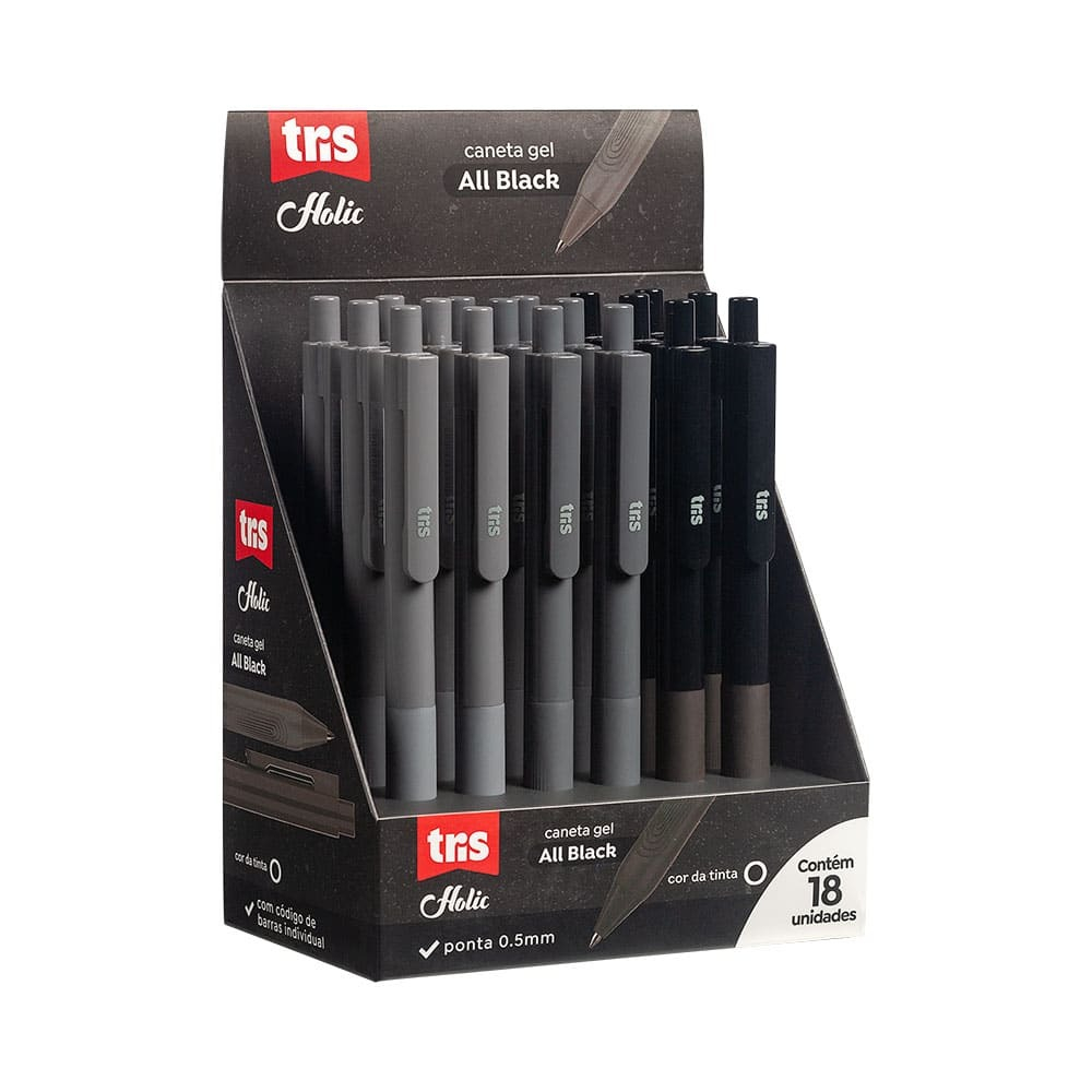 CANETA GEL TRIS HOLIC ALLBLACK 0.5