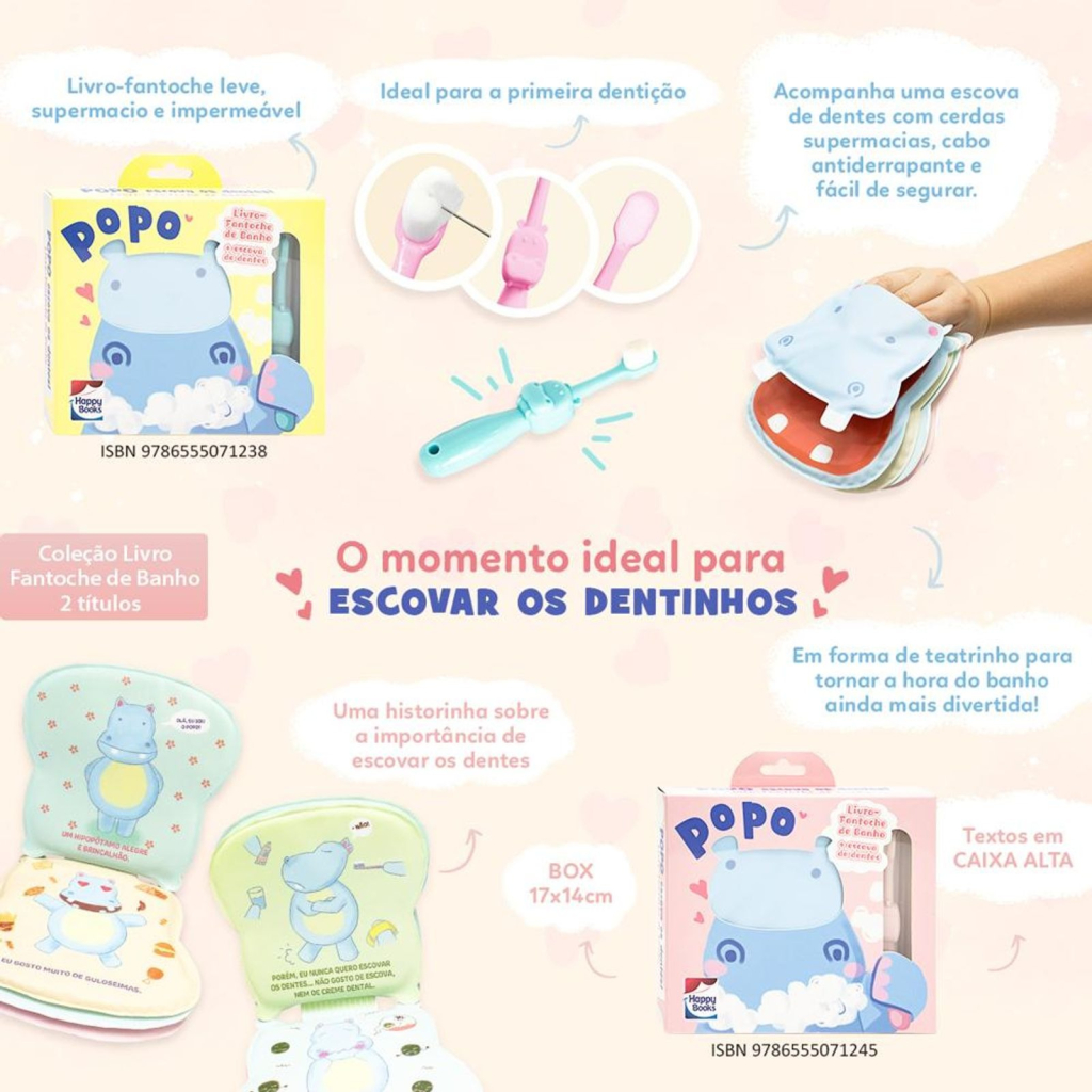 LIVRO-FANTOCHE DE BANHO: POPO ESCOVA OS DENTES! (ROSA)