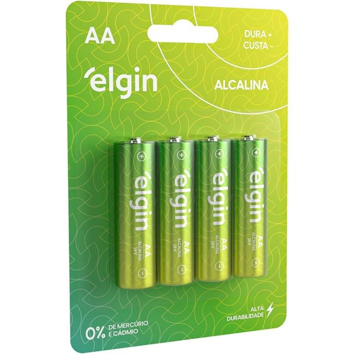 PILHA ALCALINA PEQUENA AA com 4 unidades - ELGIN