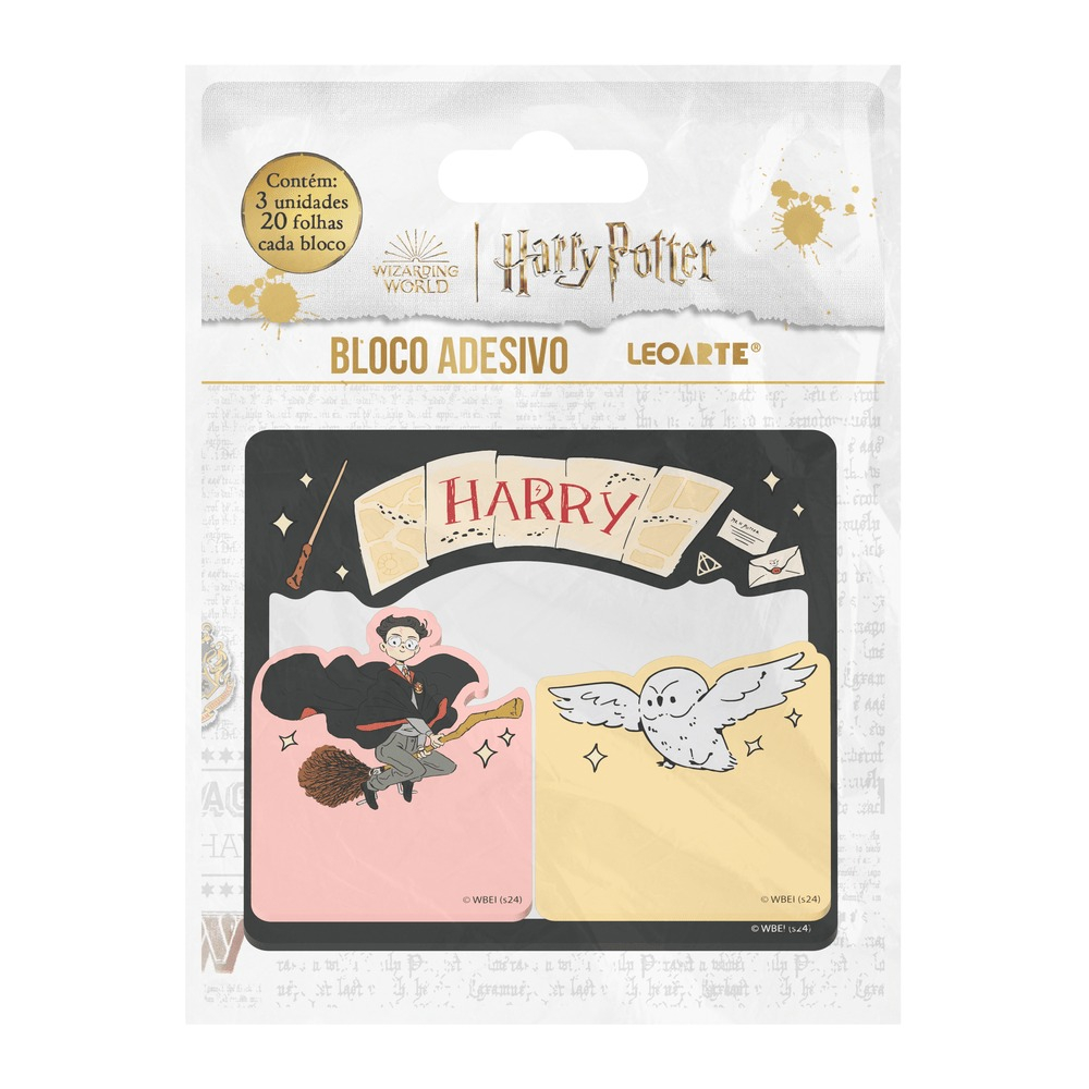 BLOCO ADESIVO HARRY POTTER - BLISTER C/ 3 BLOCOS
