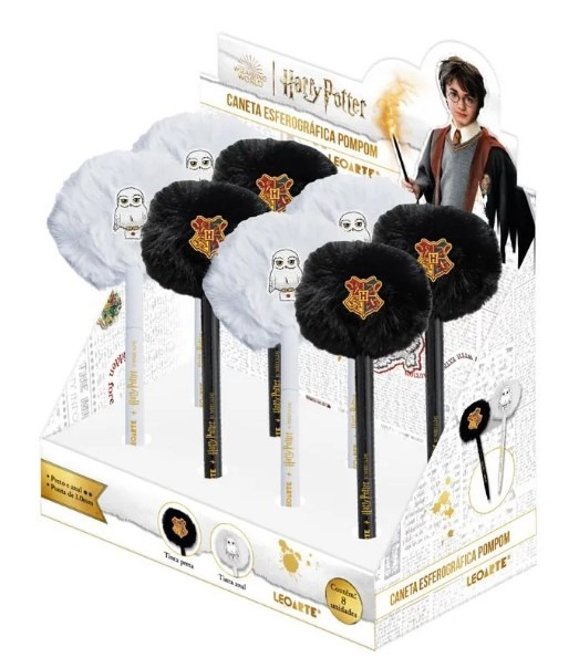CANETA CORPO METAL POMPOM COM APLIQUE HARRY POTTER