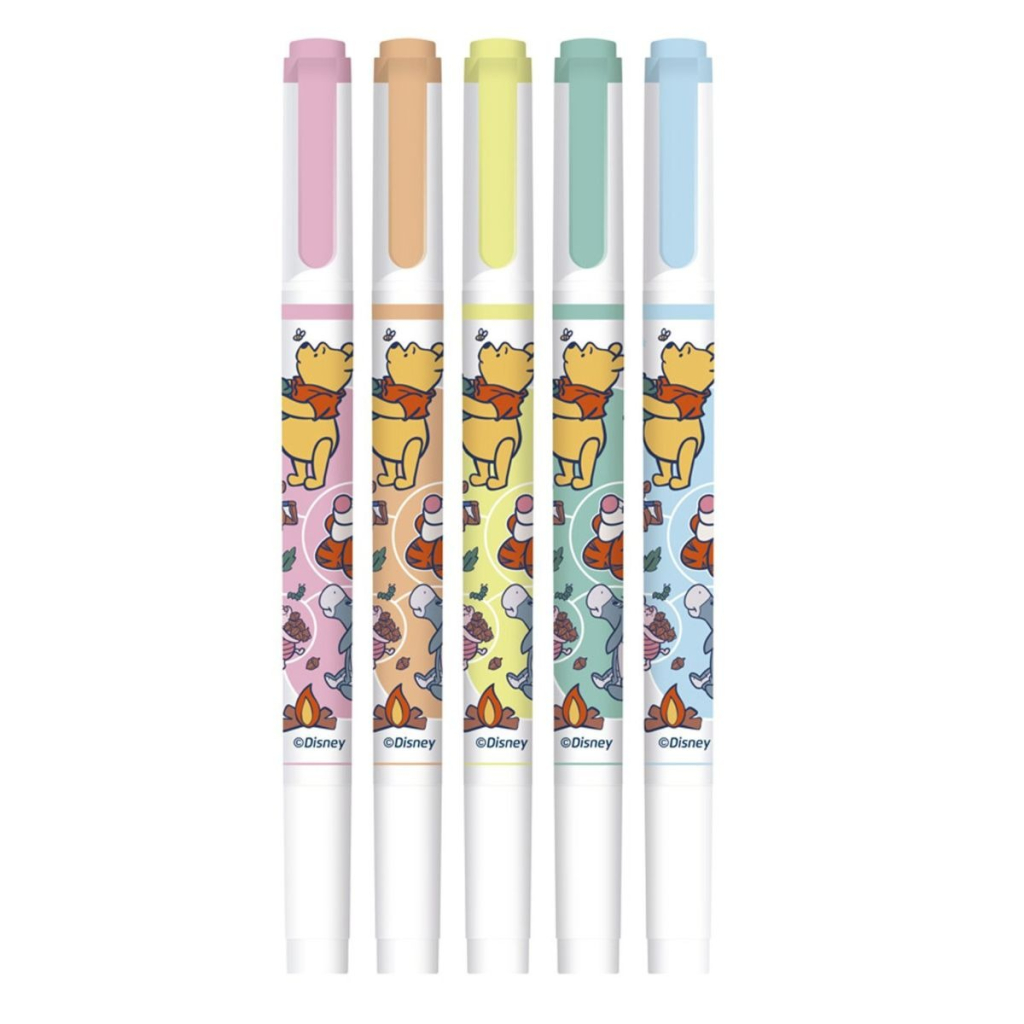 MARCA TEXTO DUAS PONTAS CORES PASTEL URSINHO POOH - ESTOJO C/ 5 CORES