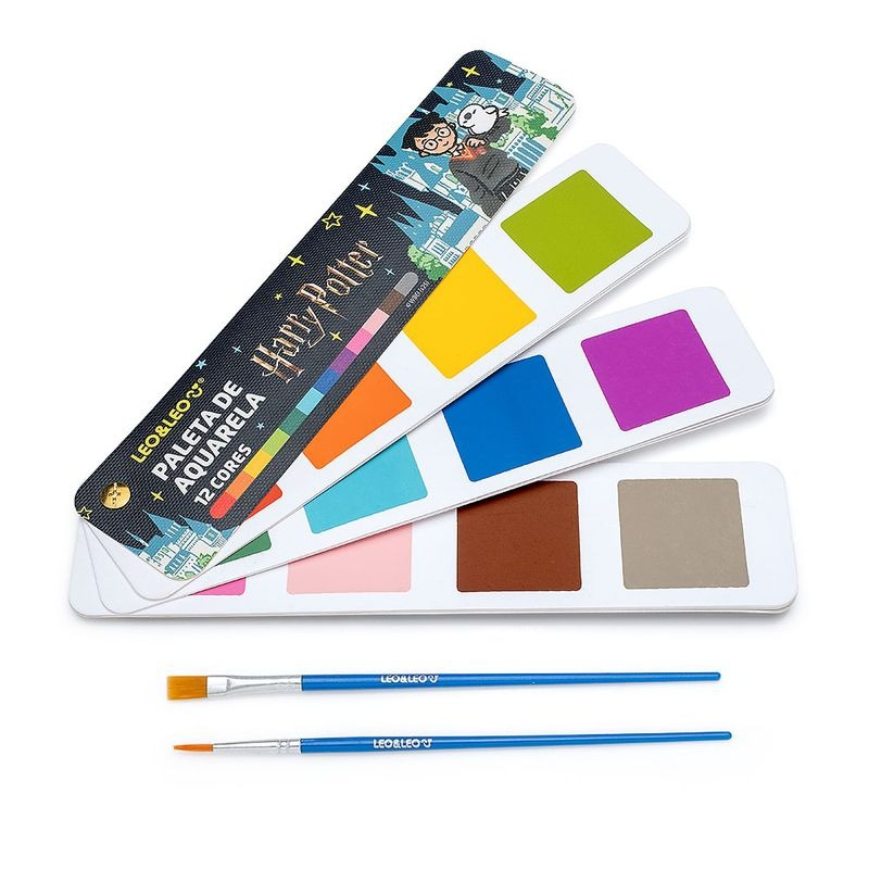 QUADRINHOS + KIT PINTURA HARRY POTTER - AQUARELA 12 CORES + 6 IMAGENS + 2 PINCEIS + 2 QUADROS