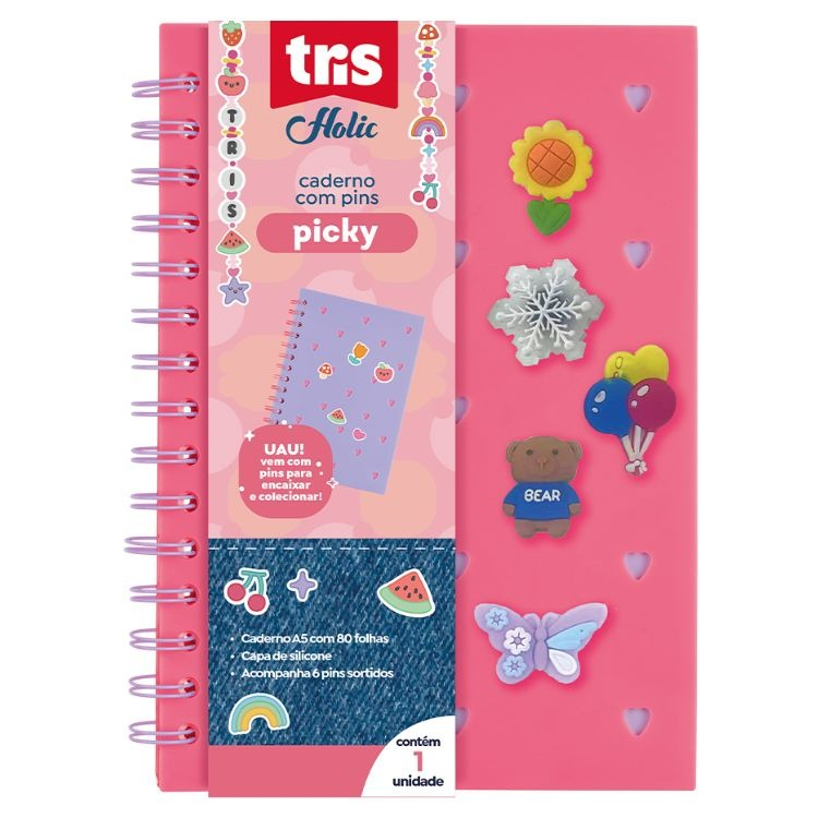 CADERNO SILICONE TRIS PICKY+PIN 80F