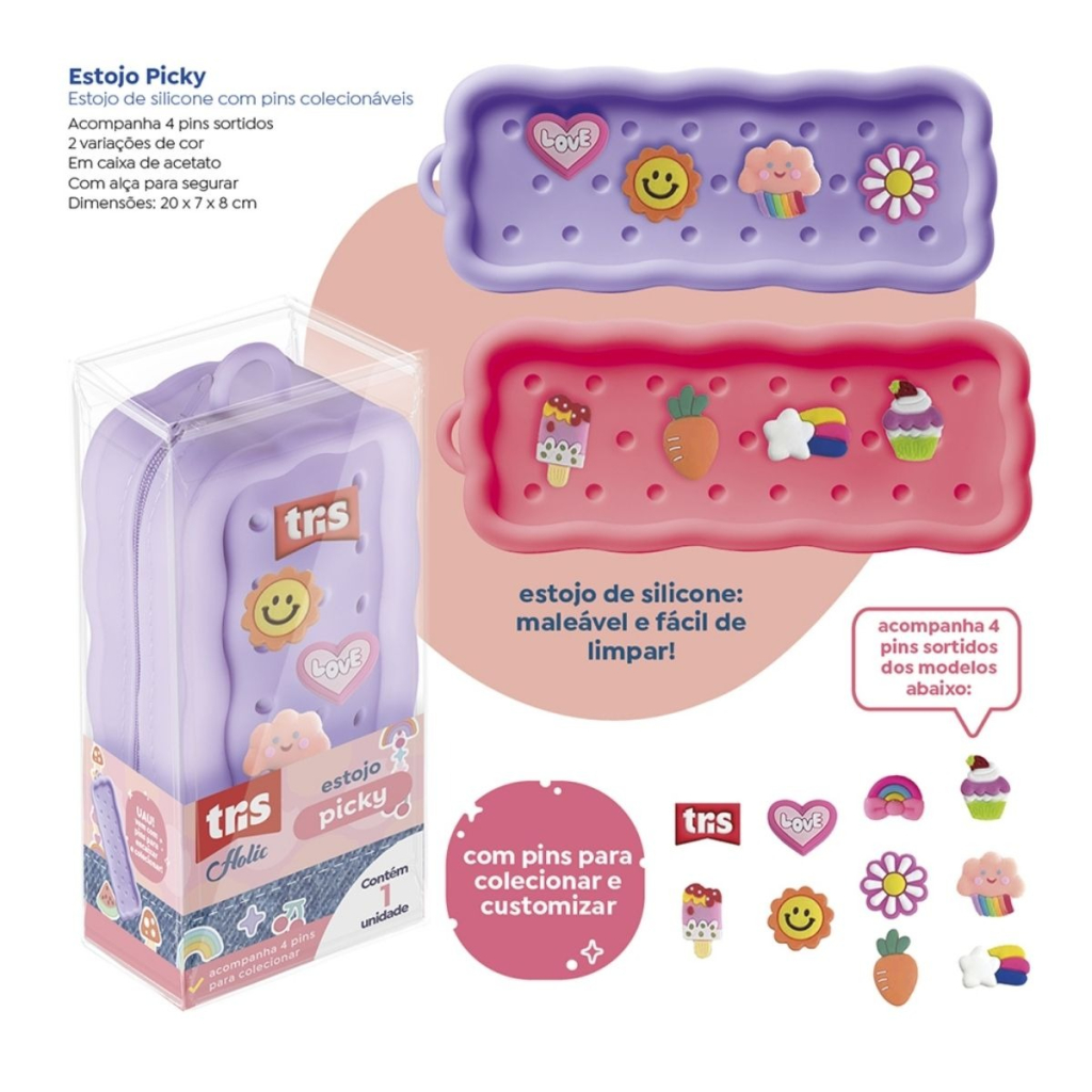 ESTOJO SILICONE TRIS HOLIC PICKY+PINS