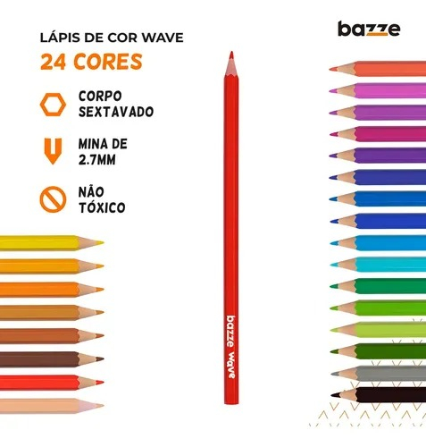 LÁPIS DE COR BAZZE WAVE - 24 CORES