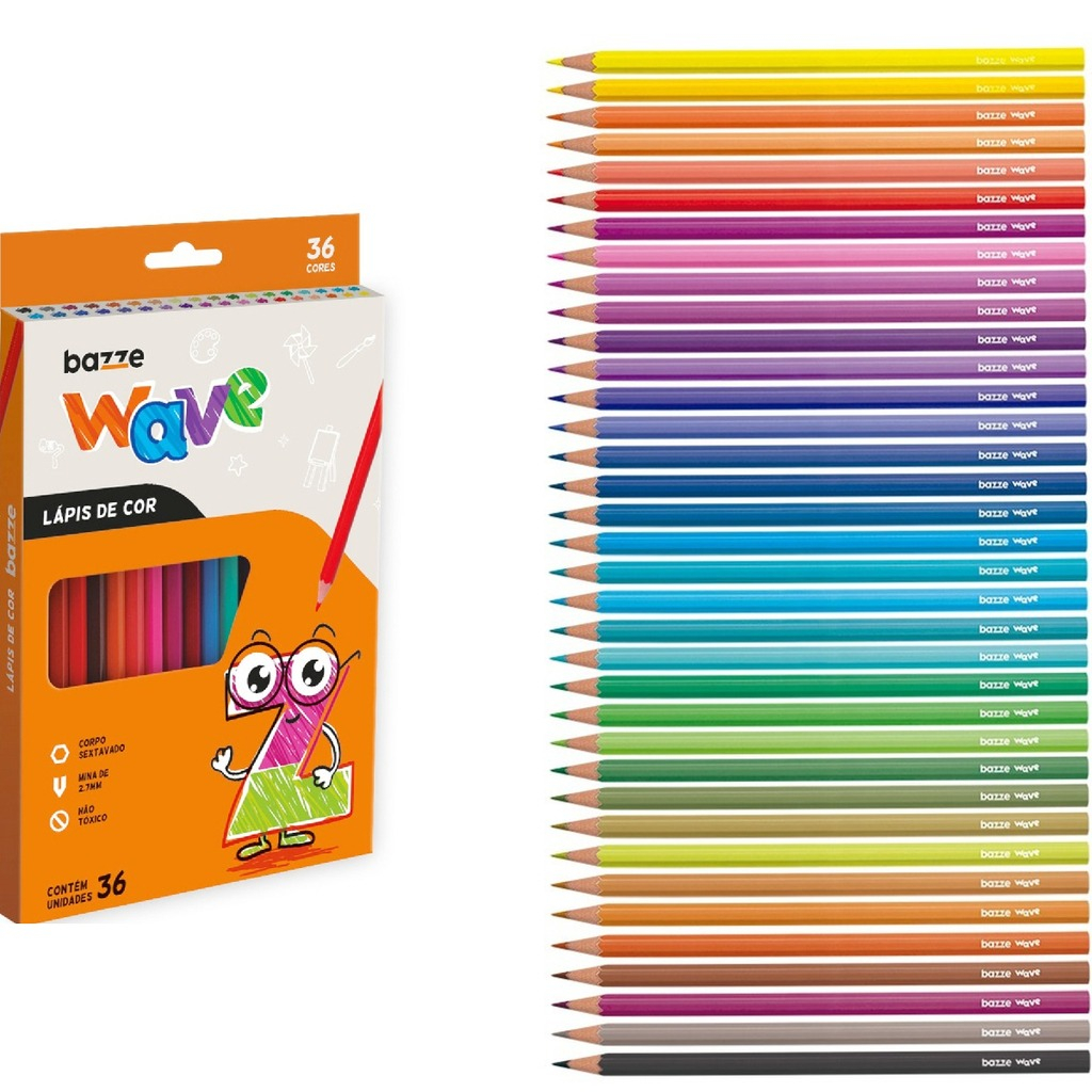 LÁPIS DE COR BAZZE WAVE - 36 CORES