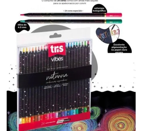 LÁPIS DE COR TRIS VIBES NOTURNA - 24 CORES