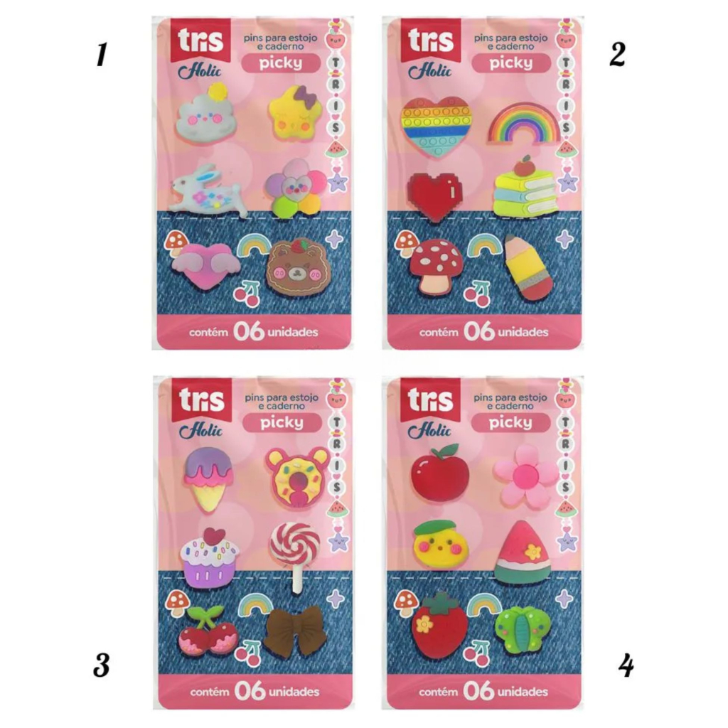 PINS TRIS HOLIC PICKY (CARTELA COM 6 UN)
