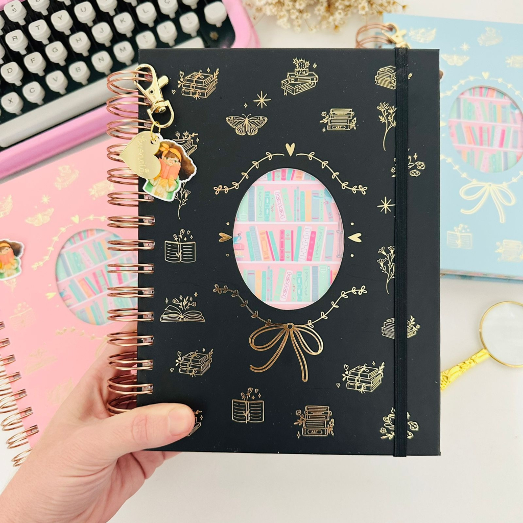 Diario de Leitura Dourado e Preto Wire-o Reposicionavel