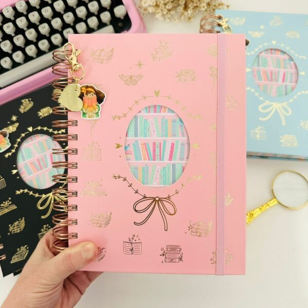 Diario de Leitura Dourado e Rosa Wire-o Reposicionavel