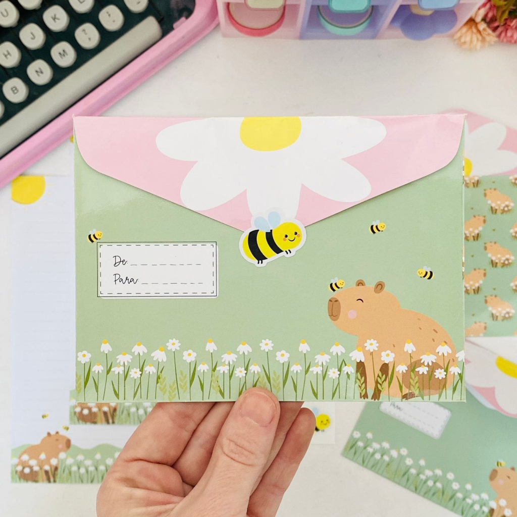 Kit Papeis de Carta com Envelopes La Palomita - Capivaras