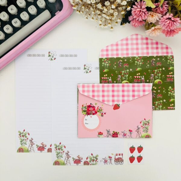 Kit Papeis de Carta com Envelopes La Palomita - Fazenda de Morangos
