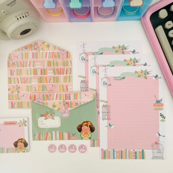 Kit Papeis de Carta com Envelopes La Palomita Amor por Livros