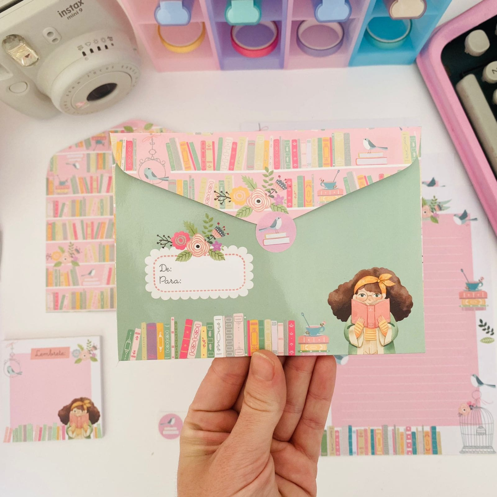 Kit Papeis de Carta com Envelopes La Palomita Amor por Livros