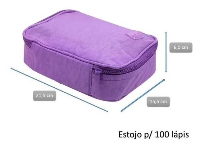ESTOJO 100 PENS - NYLON - 1 ZIPER - LILÁS