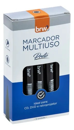 MARCADOR PERMANENTE MULTIUSO - CD E DVD PRETO - BRW