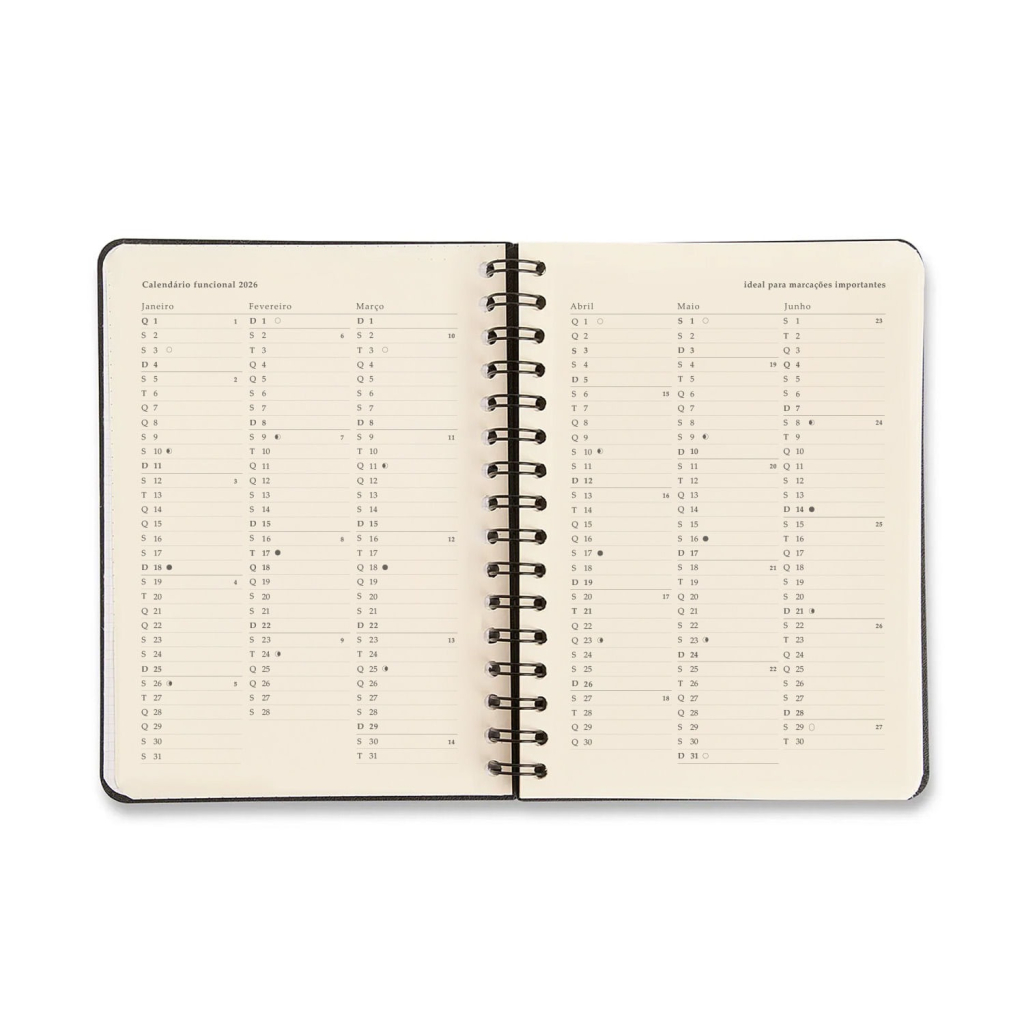 AGENDA PLANNER WIRE-O 2026 JARDIM DIARIA A5 PRETO