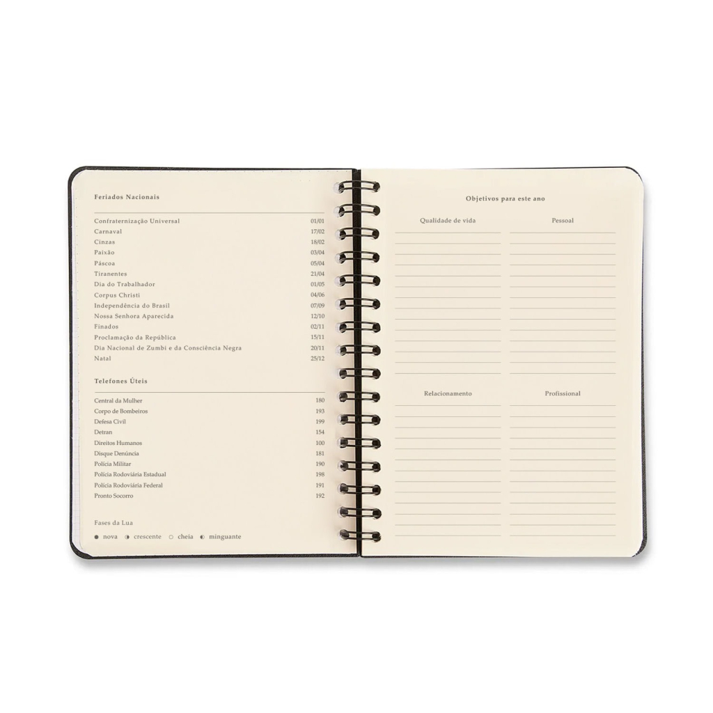 AGENDA PLANNER WIRE-O 2026 JARDIM DIARIA A5 PRETO