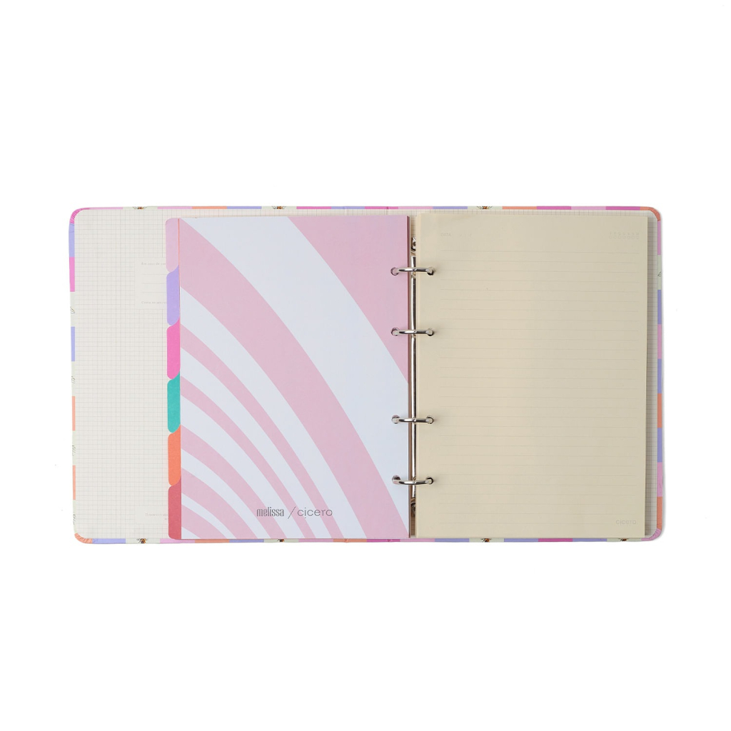 CADERNO CRIATIVO ARGOLADO MELISSA PAUTADO 17X24 PINK BLOOMY