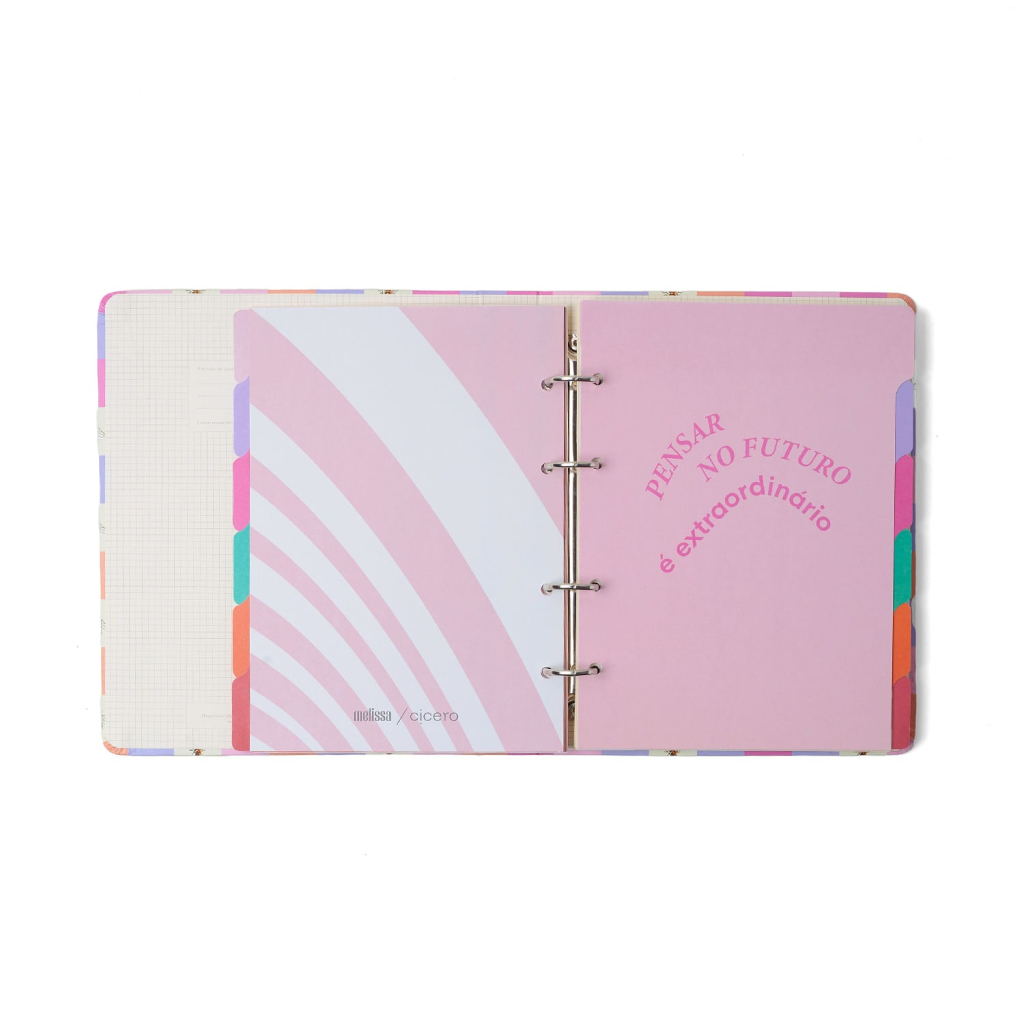 CADERNO CRIATIVO ARGOLADO MELISSA PAUTADO 17X24 PINK BLOOMY