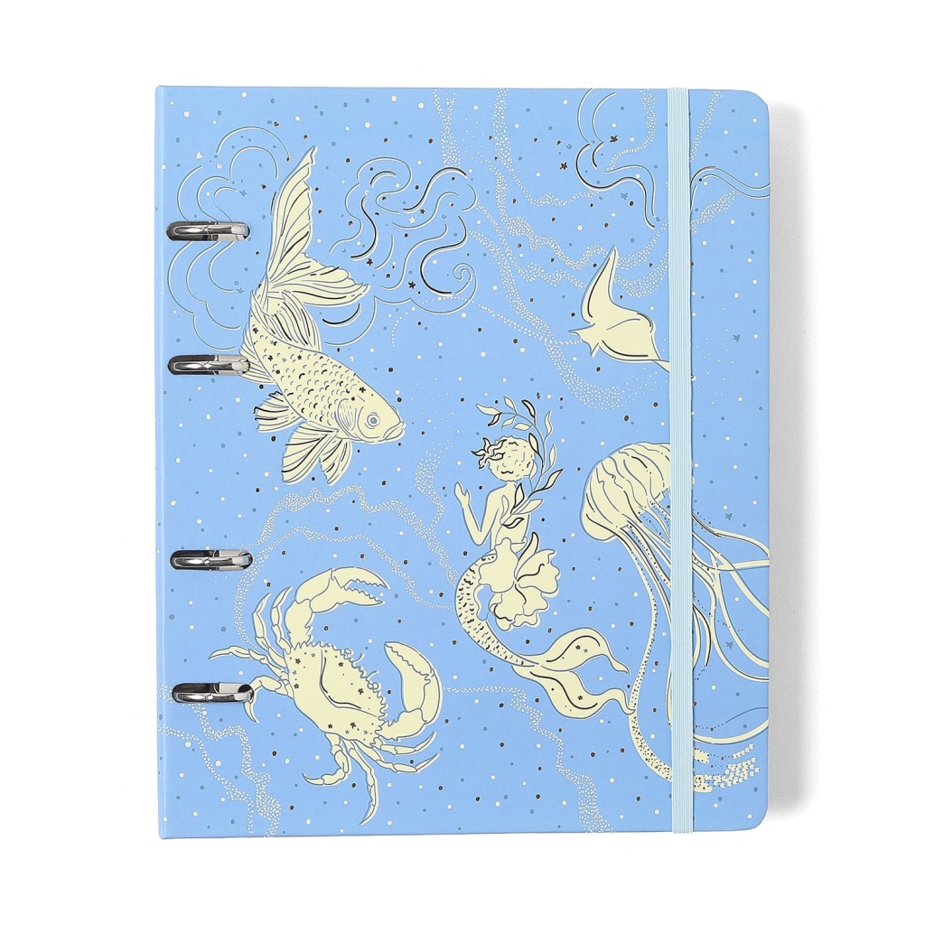 CADERNO CRIATIVO ARGOLADO ORIGENS PAUTADO 17X24 AQUA AZUL