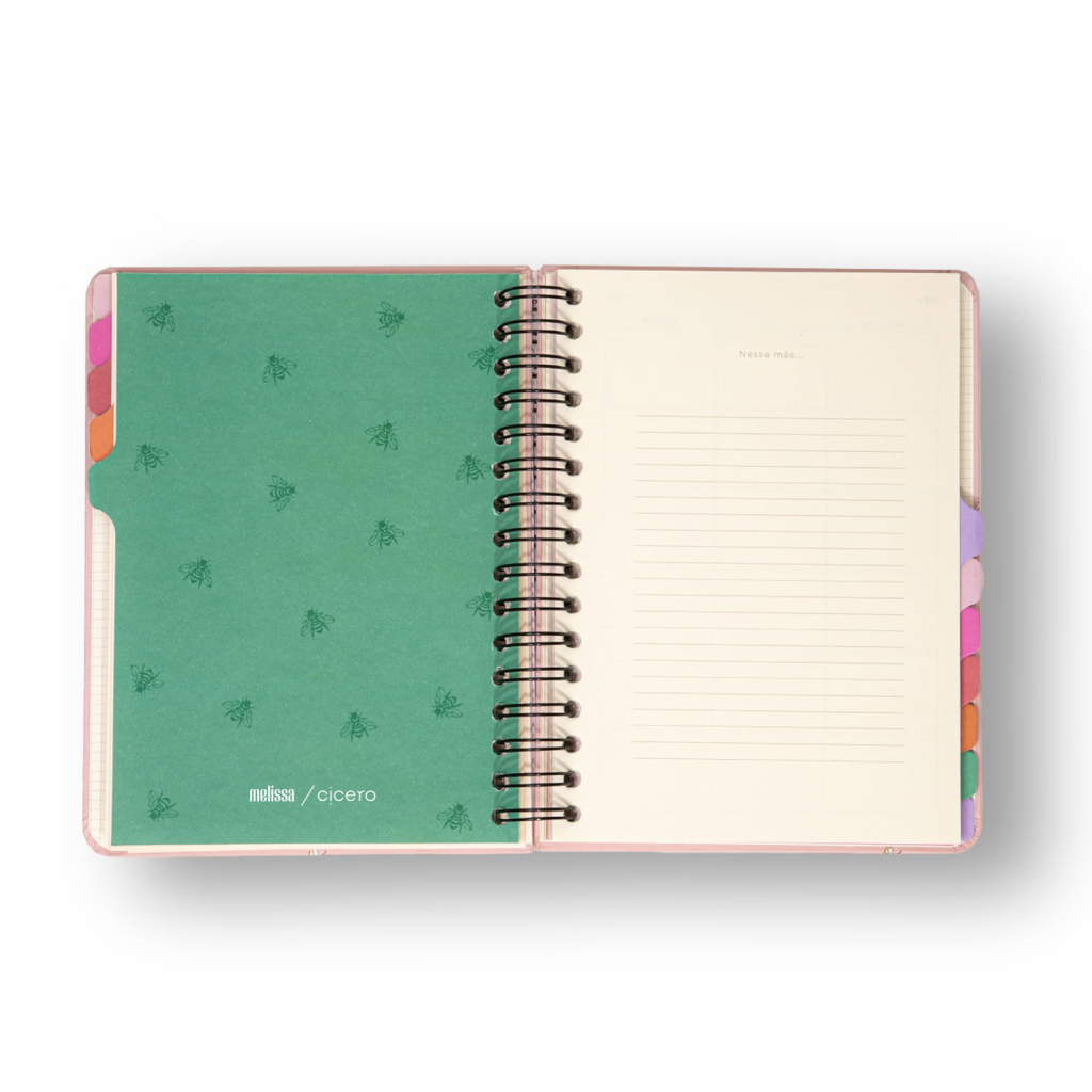 PLANNER PERMANENTE WIRE-O MELISSA SEMANAL NOTAS A5 CASINHA DAS ABELHAS