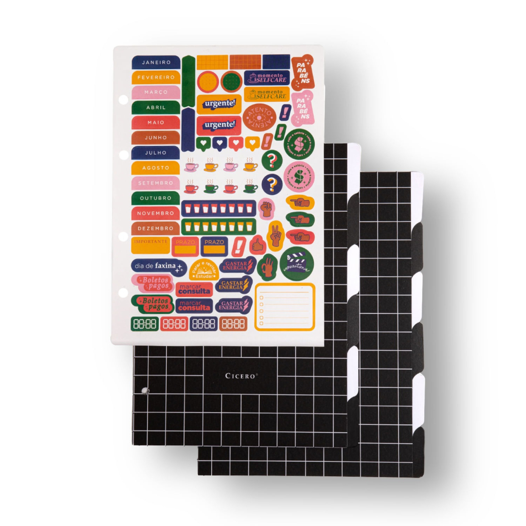 REFIL DIVISORIAS C/ ADESIVO CADERNO CRIATIVO 17X24 P&B