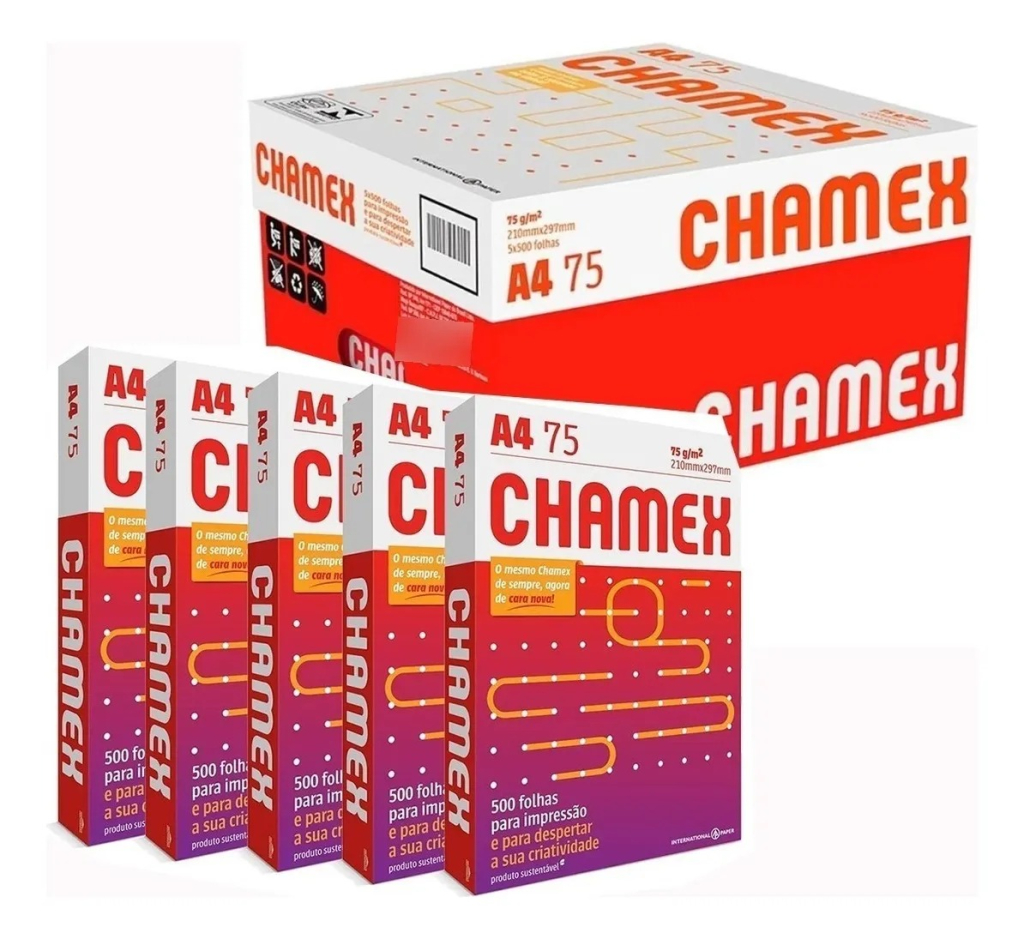 CAIXA CHAMEX COM 5 RESMAS A4 - FORM. 210X297