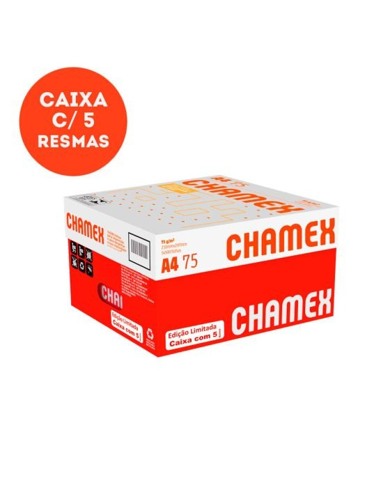 CAIXA CHAMEX COM 5 RESMAS A4 - FORM. 210X297