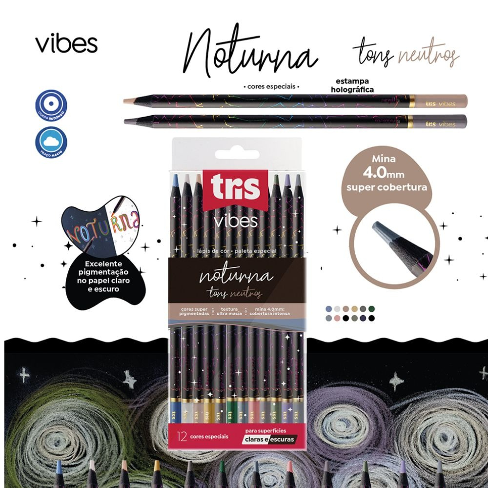 LAPIS COR TRIS VIBES NOTURNA 12C - TONS NEUTROS